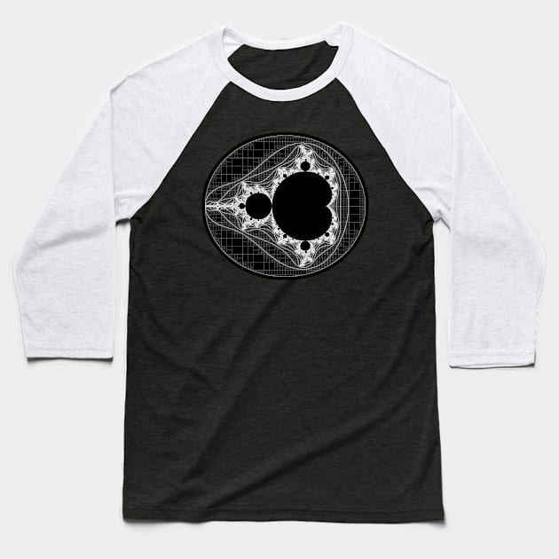 White - Linear Mandelbrot Baseball T-Shirt by Rupert Russell